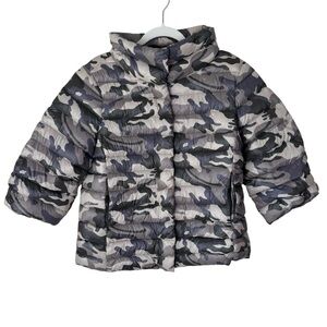 My Anorak Crop Sleeve Down Puffer Jacket Black/Pewter Camo Women’s Size Medium